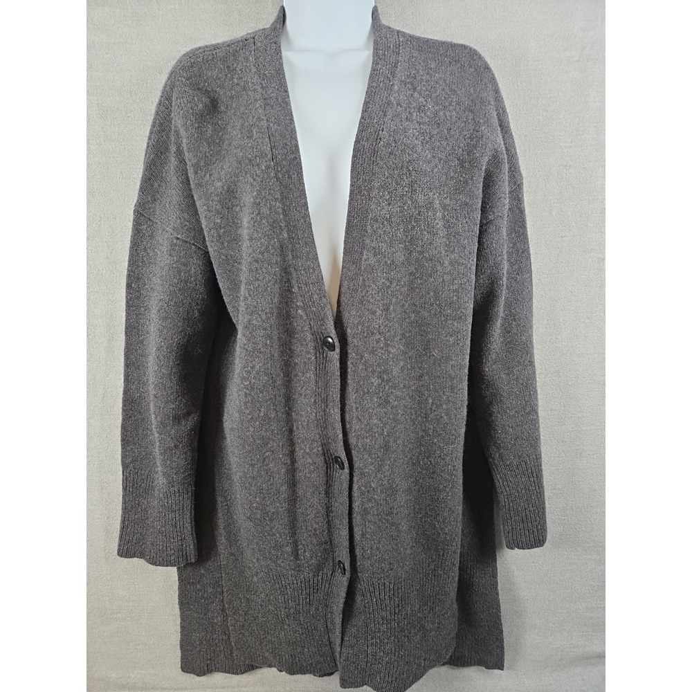 Everlane Wool Cashmere Blend Cardigan Womens M Side Slits Gray Heather Old Money